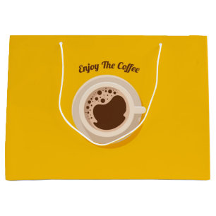 Bolsa De Regalo Grande Diseño de papel de tienda de café en taza caliente
