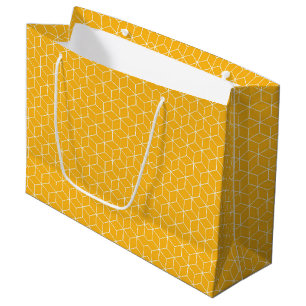 Bolsa De Regalo Grande Diseño de patrón de cubo hexagonal amarillo vibran