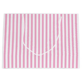 Bolsa De Regalo Grande Diseño de Patrón de Raya Vertical Rosa Blanco