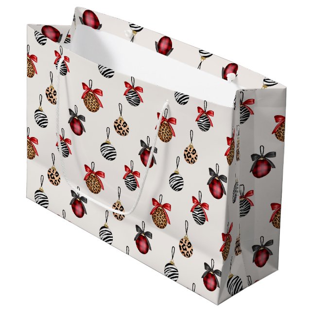 Bolsa De Regalo Grande Diseño de patrones de adornos navideños para impre (Angulo Anverso)