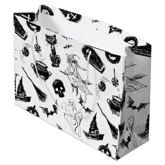 Bolsa De Regalo Grande Diseño de patrones de Halloween (Angulo reverso)