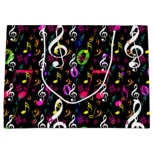 Bolsa De Regalo Grande Diseño de patrones de símbolos musicales