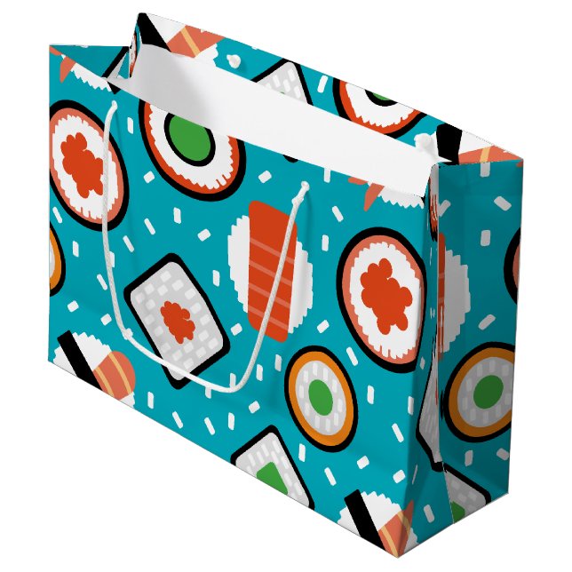 Bolsa De Regalo Grande Diseño de personalizado sushi en píxeles sin probl (Angulo Anverso)