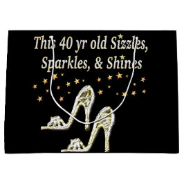 BOLSA DE REGALO GRANDE DISEÑO DEL CUMPLEAÑOS 40 DE SILVER GLAMOROUS