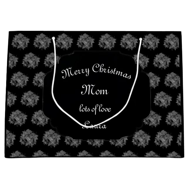 Bolsa De Regalo Grande Diseño del Poinsettia de la mamá de las Felices (Anverso)