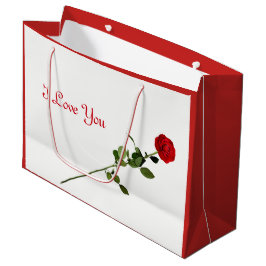 Bolsa De Regalo Grande Diseño del rosa rojo te amo