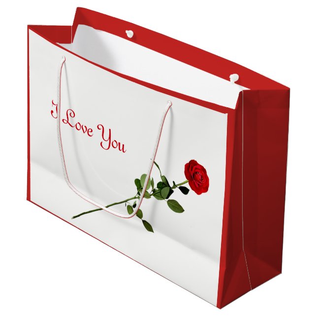Bolsa De Regalo Grande Diseño del rosa rojo te amo (Angulo Anverso)