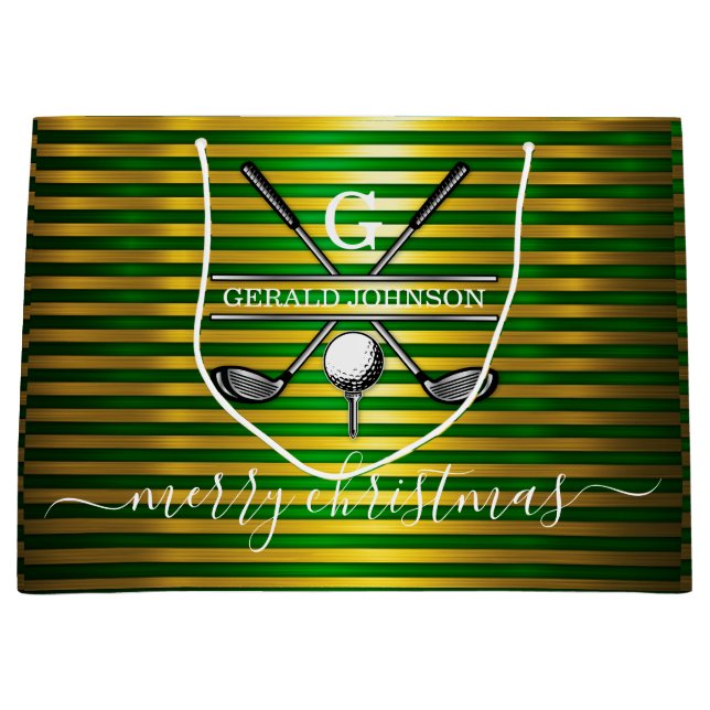 Bolsa De Regalo Grande Diseño elegante del Monograma de Golf del Personal (Anverso)