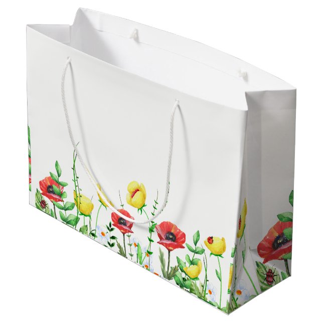 Bolsa De Regalo Grande Diseño floral de lapachos rojos y amarillos (Angulo reverso)