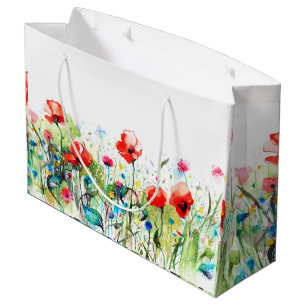 Bolsa De Regalo Grande Diseño Floral de RedPoppies