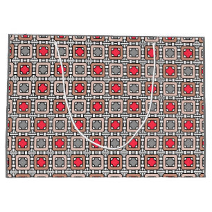 Bolsa De Regalo Grande diseño geométrico moderno arte deco gris rojo, bei