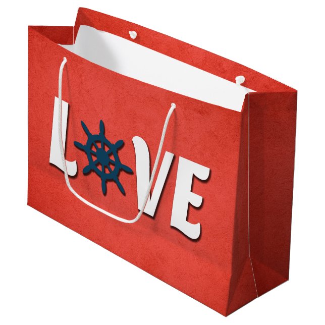 Bolsa De Regalo Grande Diseño náutico de amor (Angulo Anverso)