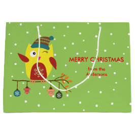 Bolsa De Regalo Grande Diseño personalizado de Navidades de búho de invie