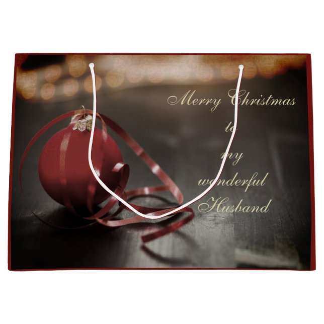 Bolsa De Regalo Grande Diseño personalizado del marido de navidad (Anverso)