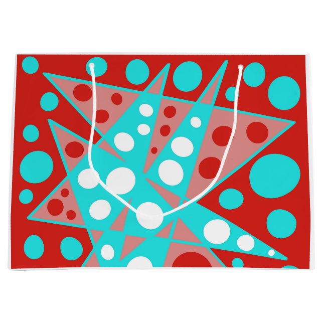Bolsa De Regalo Grande Diseños abstractos retro en rojo, blanco y turques (Anverso)