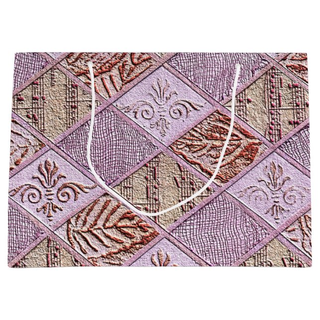 Bolsa De Regalo Grande Diseños De Diamantes En Rosa (Anverso)