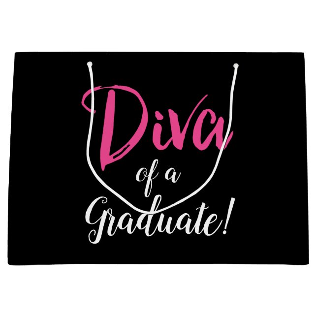 Bolsa De Regalo Grande "¡DIVA de un graduado!" (Anverso)