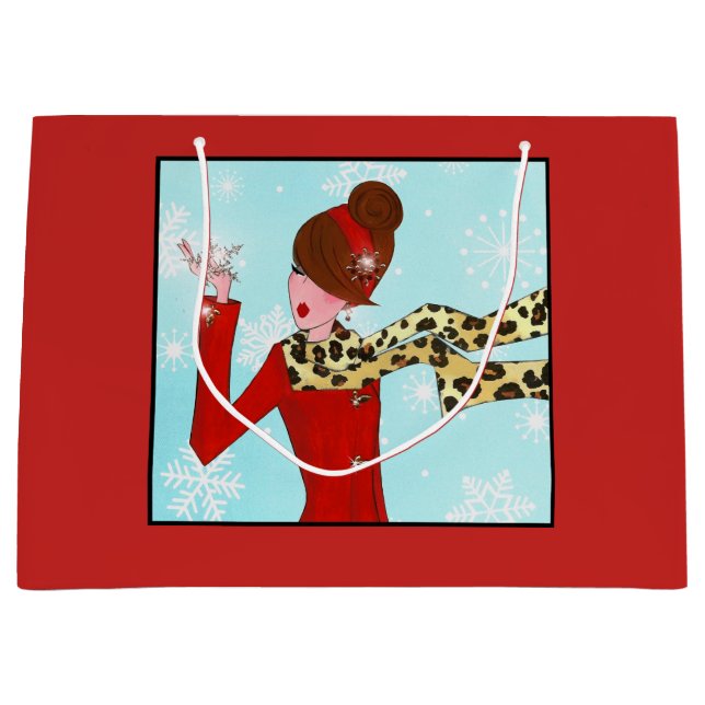 Bolsa De Regalo Grande Diva y destellos de nieve (Anverso)