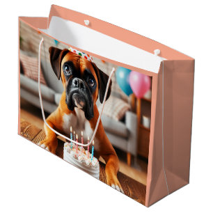 Bolsa De Regalo Grande Diversión de cumpleaños de perro boxer