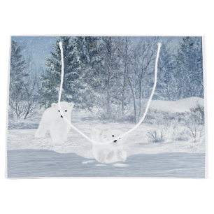 Bolsa De Regalo Grande Diversión de la nieve - oso polar Cubs