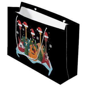 Bolsa De Regalo Grande Divertida guitarra retro Navidad árbol festivo Xma