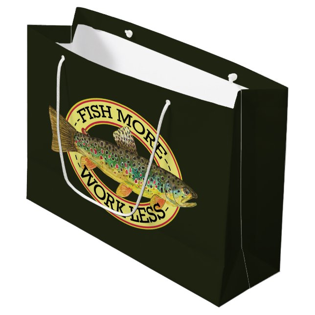 Bolsa De Regalo Grande Divertidas palabras de pesca para un pescador (Angulo Anverso)