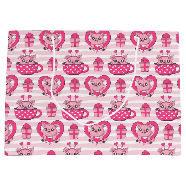 Bolsa De Regalo Grande Divertido pig Love Pun (Anverso)