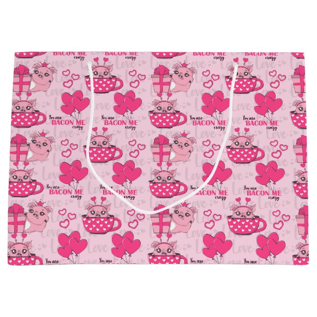 Bolsa De Regalo Grande Divertido pig Love Pun (Anverso)