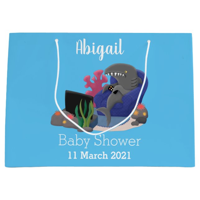 Bolsa De Regalo Grande Divertido tiburón viendo al personalizado de telev (Anverso)