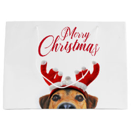 Bolsa De Regalo Grande Divertidos Navidades Perro reno Antler Cabeza