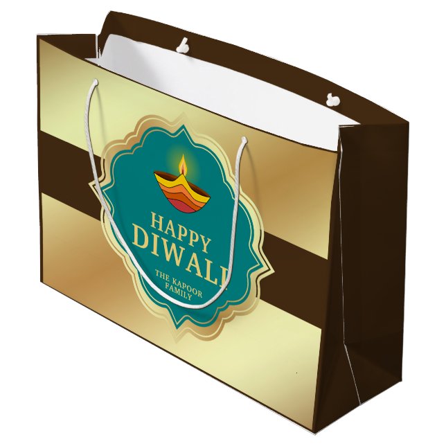 Bolsa De Regalo Grande Diwali personalizado (Angulo reverso)