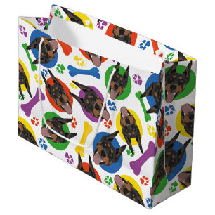 Bolsa De Regalo Grande Doberman colorido y juguetón