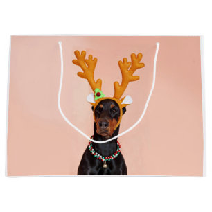 Bolsa De Regalo Grande Doberman con cuernos de ciervo