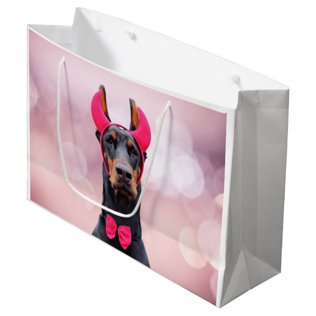 Bolsa De Regalo Grande Doberman en disfraz del diablo (Angulo Anverso)