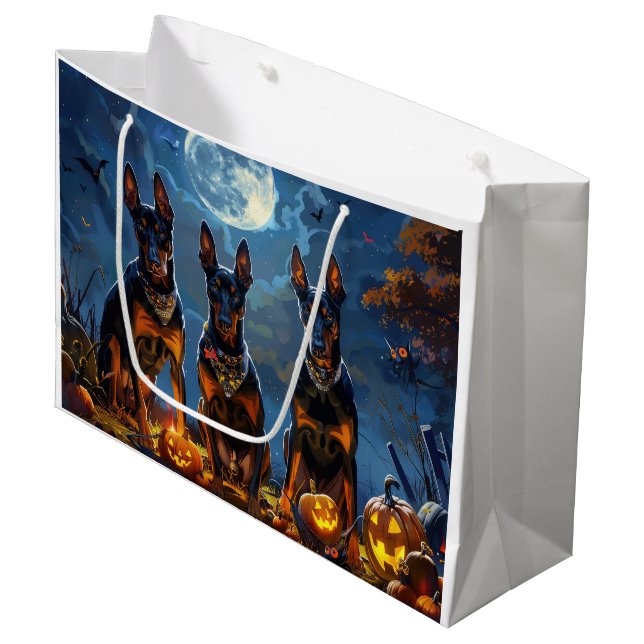 Bolsa De Regalo Grande Doberman Halloween Spooky (Angulo Anverso)