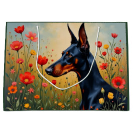 Bolsa De Regalo Grande Doberman in a field of flowers 