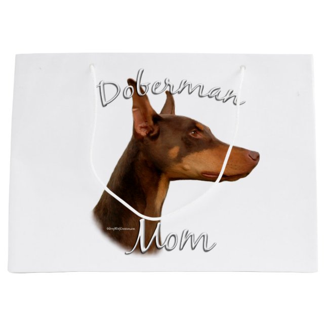 Bolsa De Regalo Grande Doberman Pinscher (rojo) Mamá 2 (Anverso)
