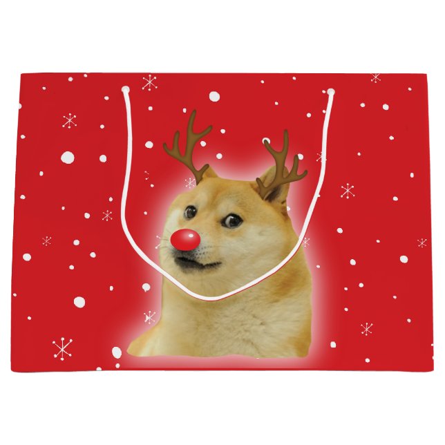 Bolsa De Regalo Grande Doge Dogright Doggo Dog Navidades Meme Card red (Anverso)