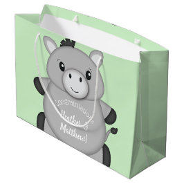 Bolsa De Regalo Grande Donkey Baby Shower Green