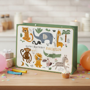 Bolsa De Regalo Grande Dos Animales Salvajes de Safari de Cumpleaños