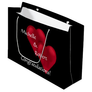 Bolsa De Regalo Grande Dos Corazones Un Boda De Amor Participación Lg