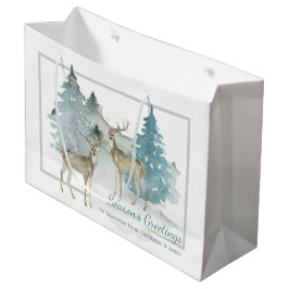 Bolsa De Regalo Grande Dos etapas en un bosque de invierno personalizado