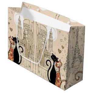 Bolsa De Regalo Grande Dos gatos en amor