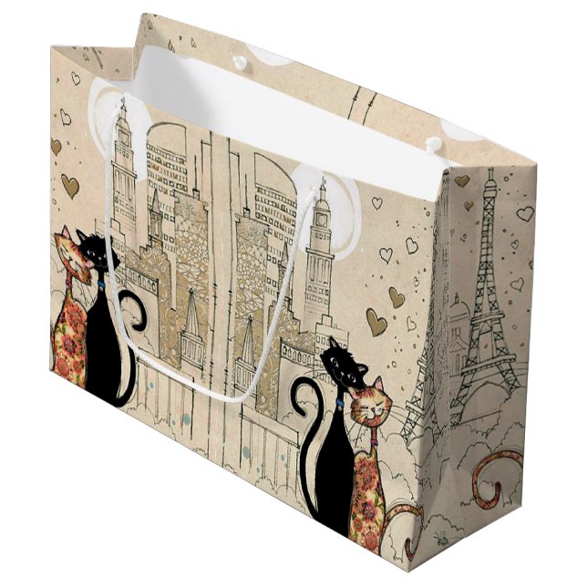 Bolsa De Regalo Grande Dos gatos enamorados (Angulo Anverso)