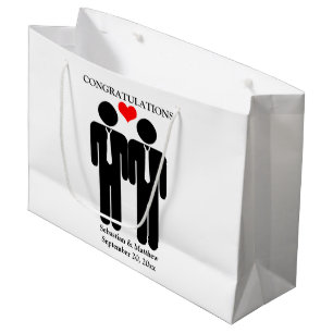 Bolsa De Regalo Grande Dos novios con corbata Boda personalizable