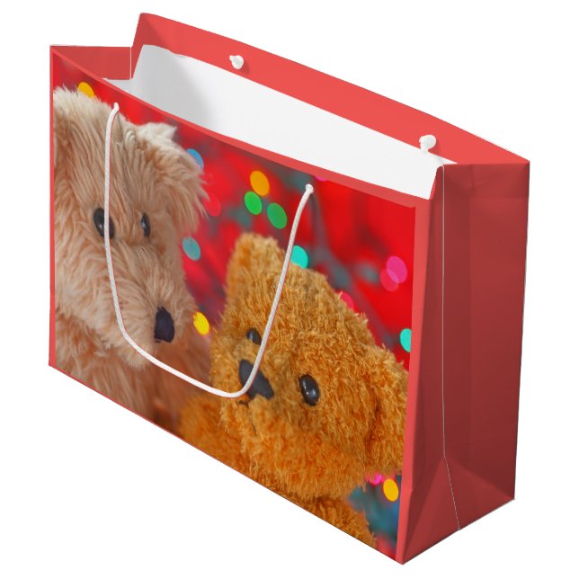 Bolsa De Regalo Grande Dos osos de peluche con luces de Navidad (Angulo Anverso)