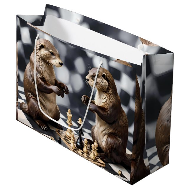 Bolsa De Regalo Grande Dos Otras Jugando Ajedrez, (Angulo Anverso)
