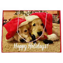 Bolsa De Regalo Grande Dos perros de los Navidades de Santa Sat que se re