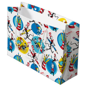 Bolsa De Regalo Grande Dr. Seuss   Personajes con patrón de lápices