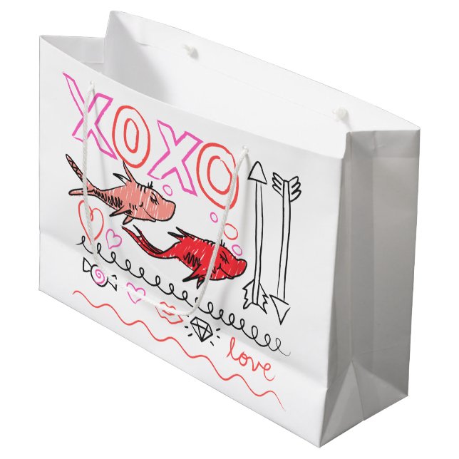 Bolsa De Regalo Grande Dr. Seuss Valentine| Diseño XOXO (Angulo Anverso)